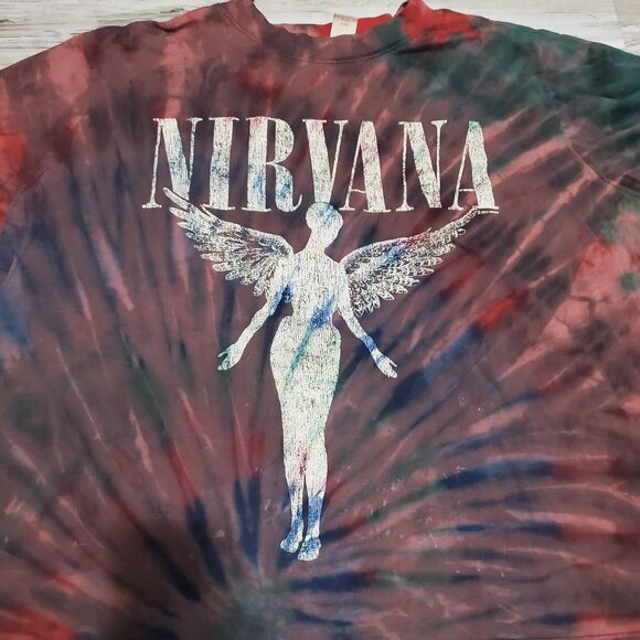 Nirvana Crop Top Reverse Tye Dye Size XL Hand Tye Dyed - Picture 2 of 3
